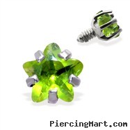 Internally Threaded Star Dermal Top, 14GA, 3mm, Green