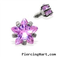 Internally Threaded Star Dermal Top, 14GA, 3mm, Pink