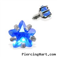 Internally Threaded Star Dermal Top, 14GA, 3mm, Blue