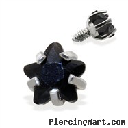 Internally Threaded Star Dermal Top, 14GA, 3mm, Black