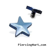 Internally Threaded Titanium Star Dermal Top, 14GA, 4mm, Light Blue