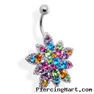 Multicolored Jeweled Flower Belly Ring