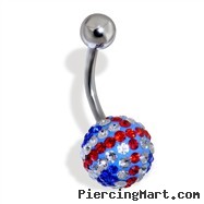 Steel Navel Ring with Paved United Kingdom Flag