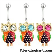 Jewled Owl Navel Rring