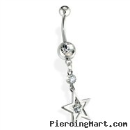 Hollow Star Belly Ring, clear