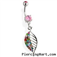 Multi Gemmed Leaf Belly Ring