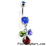 Multi Gemmed Bow Belly Ring