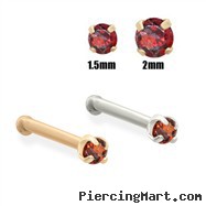 14K Gold Garnet Red Diamond Nose Bone