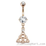 Celtic Knot Dangle Surgical Steel Over Rose Gold Tone Navel Ring