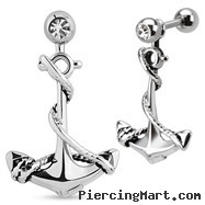 Anchor Dangle Surgical Steel Tragus/Cartilage Barbell