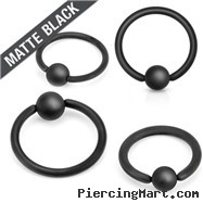 16G Matte Black Captive Bead Ring