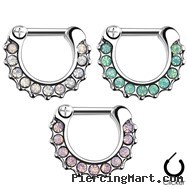 Opalites Paved Surgical Steel Septum Clicker Ring