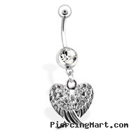 Belly Ring with Jeweled Wings