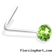 L-Shaped Nose Pin with Peridot Gem