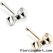14K Gold Gold Nose Bone with Bow