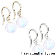 14K (Nickle Free) Gold Opal Earrings, White