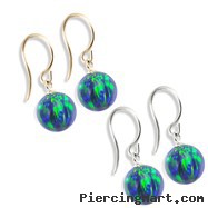 14K (Nickle Free) Gold Opal Earrings, Blue Green