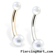 14K Gold Belly Ring With Pearls