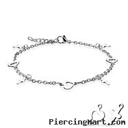 Heart And Cross Dangling Charms Chain Anklet/Bracelet