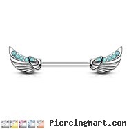 Nipple Rings Angels Wings With Lined Czs