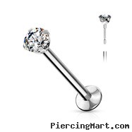 Push In Prong Set CZ Top 316L Surgical Steel Labret