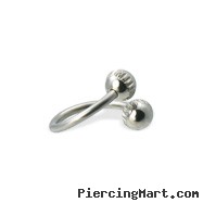 Notched ball twisted eyebrow ring, 16 ga