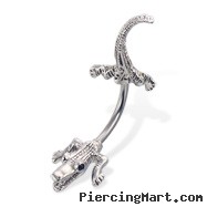 Crocodile belly button ring