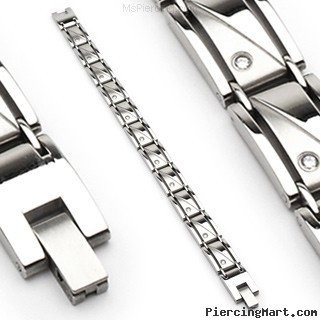316L Stainless Steel Bracelet/Clear Stones