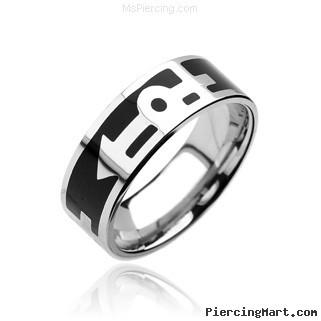 316L Surgical Stainless Steel Rings. Black with Gay pride