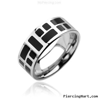 316L Stainless Steel Rings. Black Mozaic