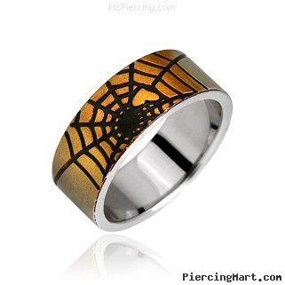 Surgical Steel Spider Web Ring