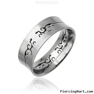 Men's 316L Tribal Carved Surgical Steel Ring