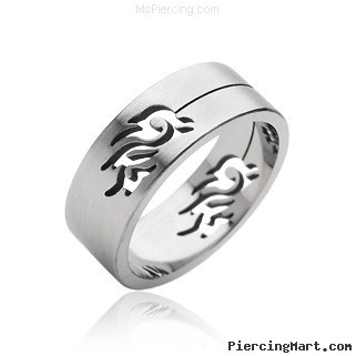 Men's 316L Tribal Carved Surgical Steel Ring