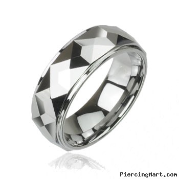 Multi-faced prism tungsten carbine ring