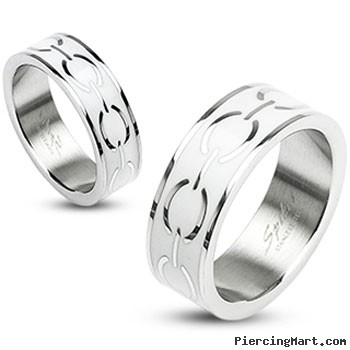 316L Stainless Steel White Enamel Love Links Ring