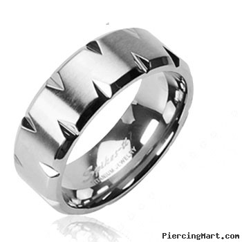 Solid Titanium with Faceted Edges Ring