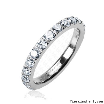 Solid Titanium with Round CZs All Around Band Ring