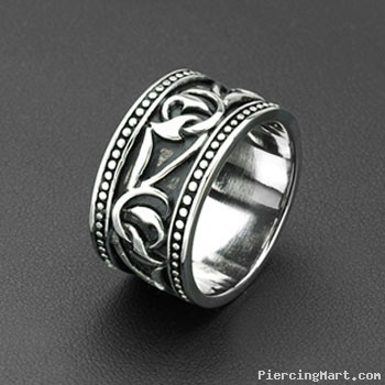 316L Stainless Steel Tribal Twisted Vine Armor Wide Ring