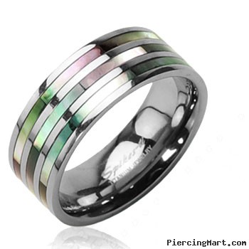 Solid Titanium with Triple Abalone Inlayed Ring