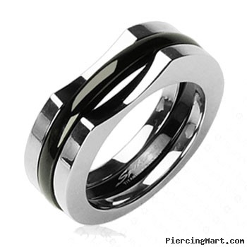 Solid Titanium with a Two Piece IP Black Ring