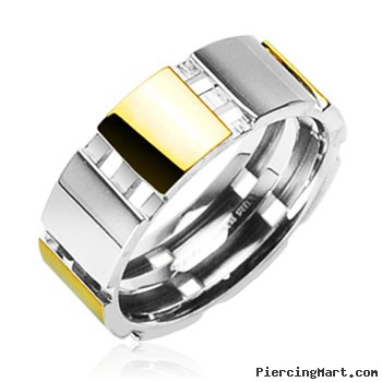 316L Surgical Stainless Steel Rings/IP Gold And Steel