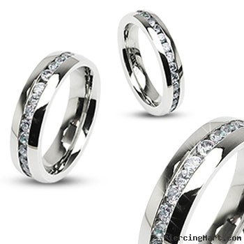 316L Stainless Steel Eternity Clear Gems Ring
