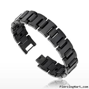 Tungsten Carbide IP Black Bio-Magnetic Wide Bracelet