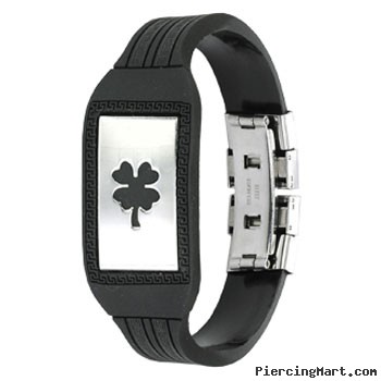 Lucky Charm Clover Plate Maze patterned Rubber Bracelet