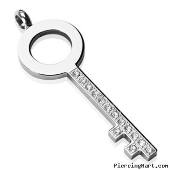 Stainless Steel Bling Key Pendant