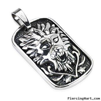 Stainless Steel Medieval Lion Design Casted Dog Tag Pendant