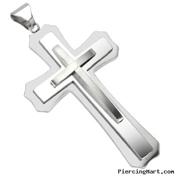 Stainless Steel Triple Cross Large Pendant