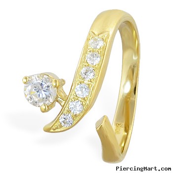 14K Gold Jeweled Toe Ring With Round CZ