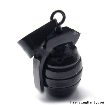 Black stainless steel hand grenade pendant