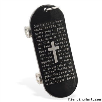 Stainless steel black coated skateboard pendant with religious writing